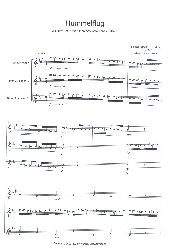 RimskyKorsakow, Hummelflug Die Holzbläser