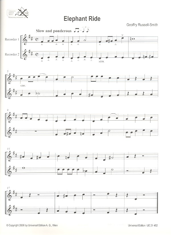 RussellSmith, Easy Blue recorder duets Die Holzbläser