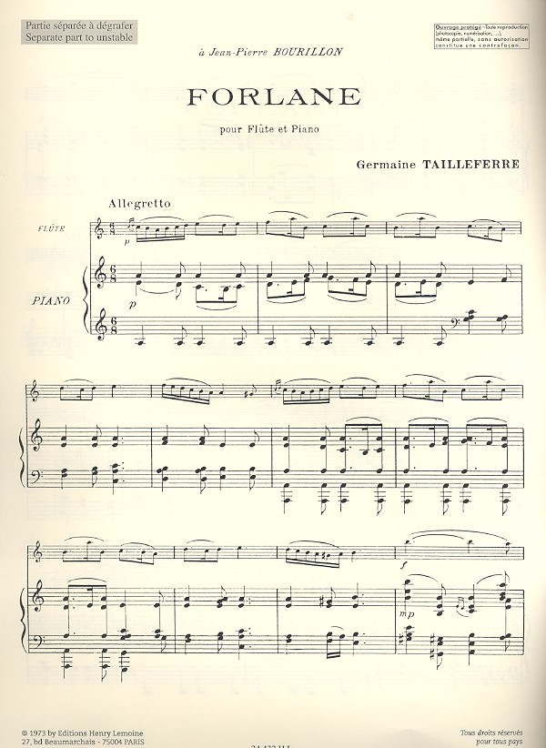 Tailleferre, Forlane Die Holzbläser