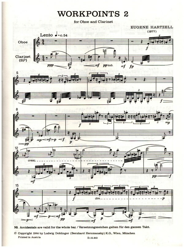 Hartzell, Workpoints 2 für Oboe und Die Holzbläser